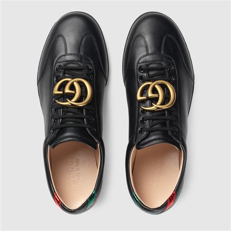 gucci mens shoes leather trainers sneakers moora black|gucci shoes for men.